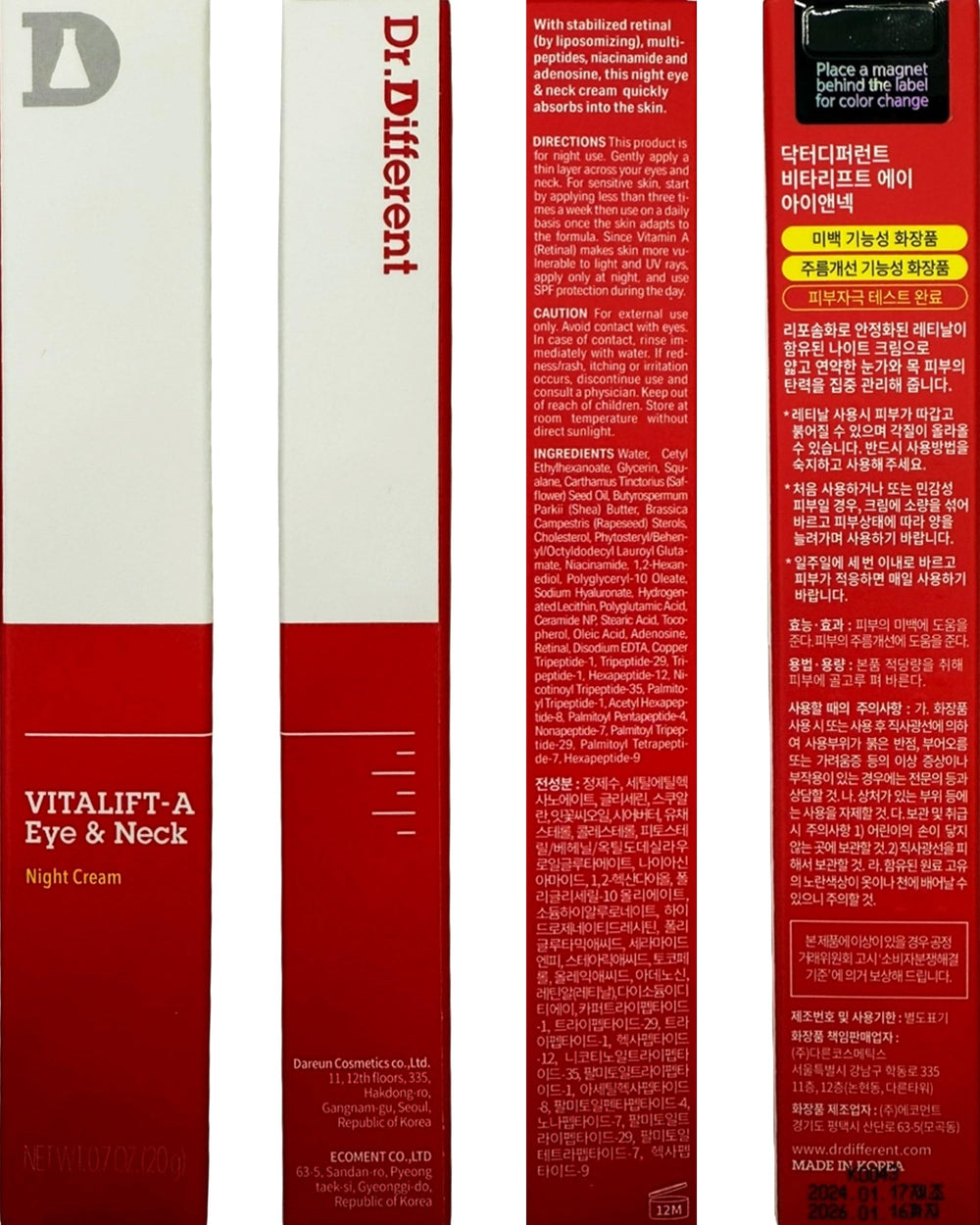 Dr.Different VITALIFT-A: bouteille airless préserve la formule et protège des éléments.