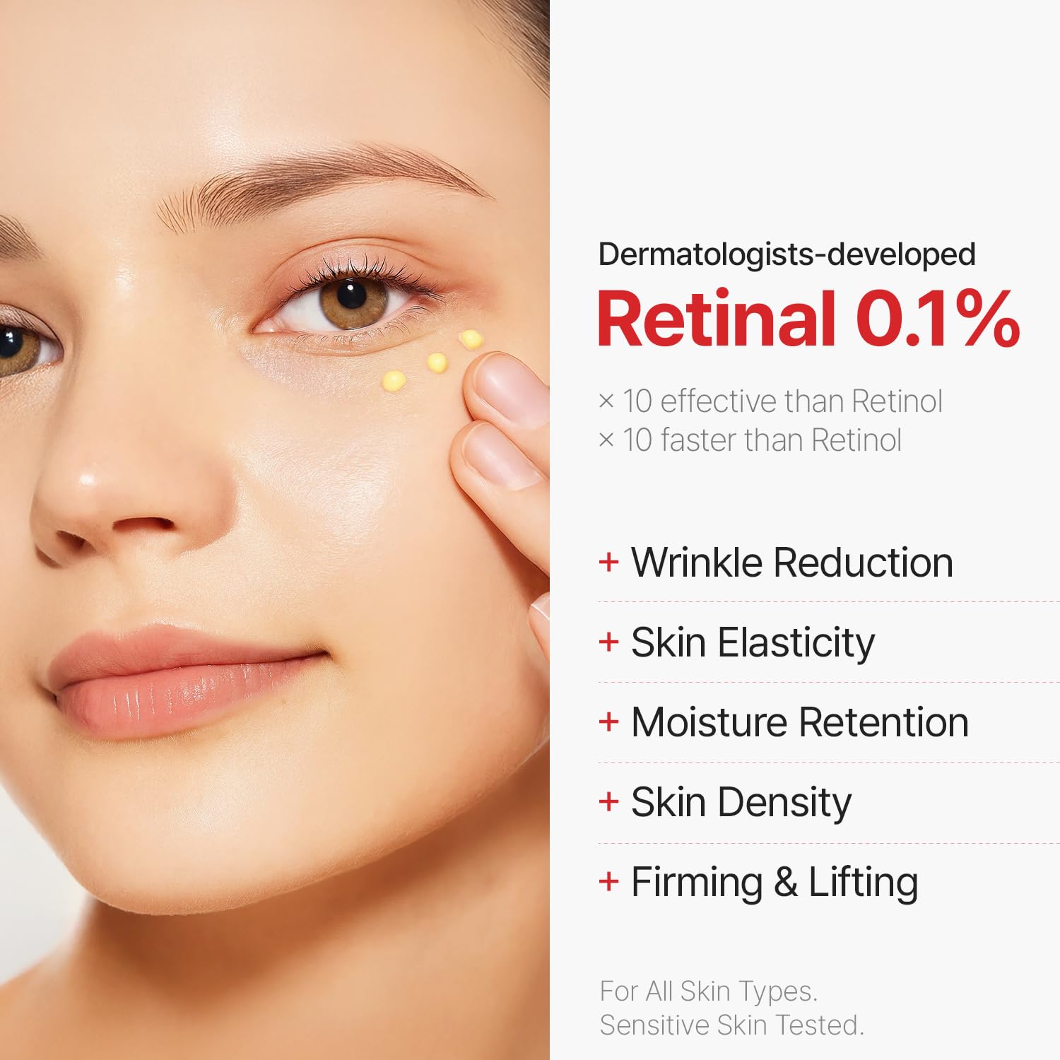 Application mains Dr.Different VITALIFT-A Forte Retinal facile et précise.