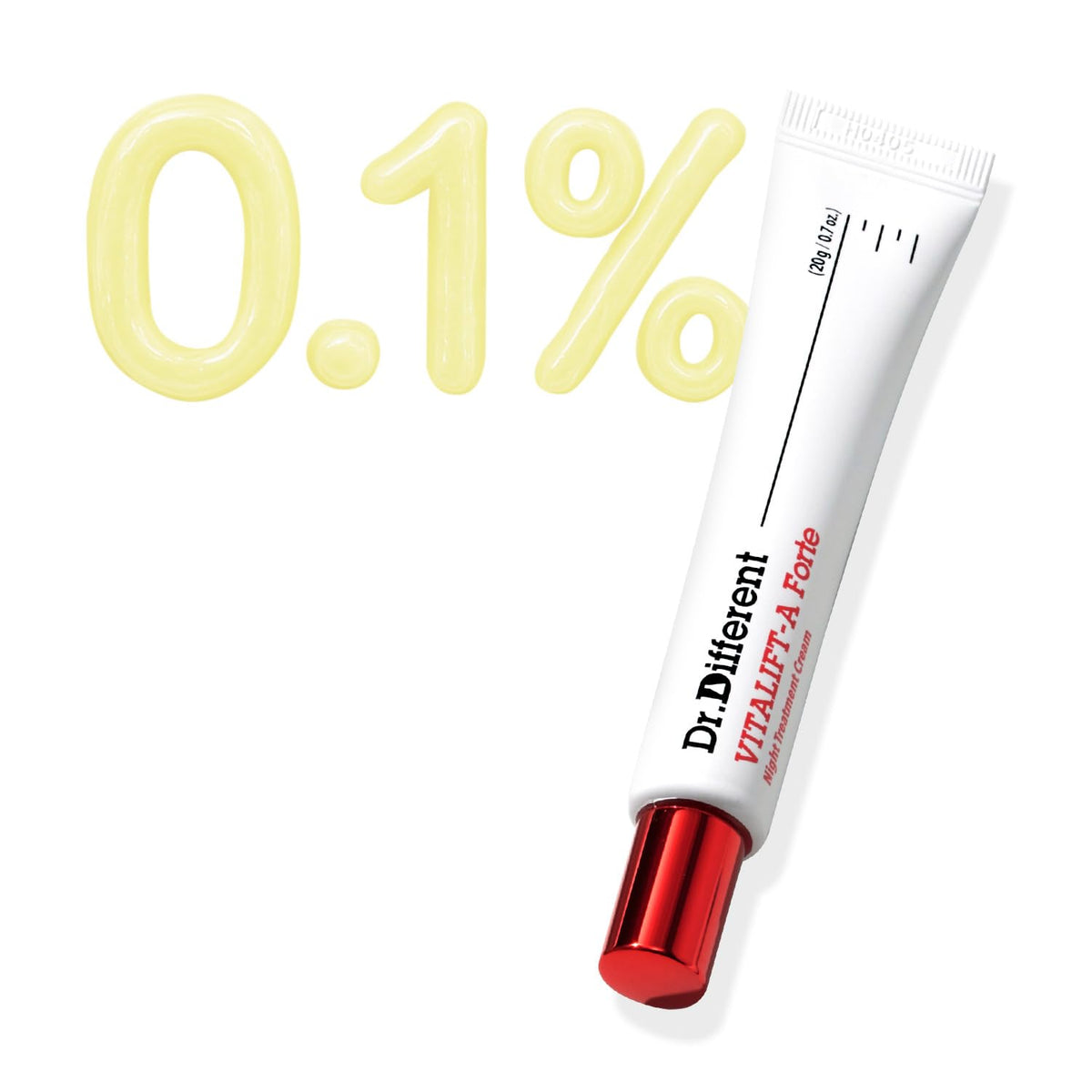 Dr.Different VITALIFT-A Forte Retinal dans son emballage sans air préserve l'efficacité.
