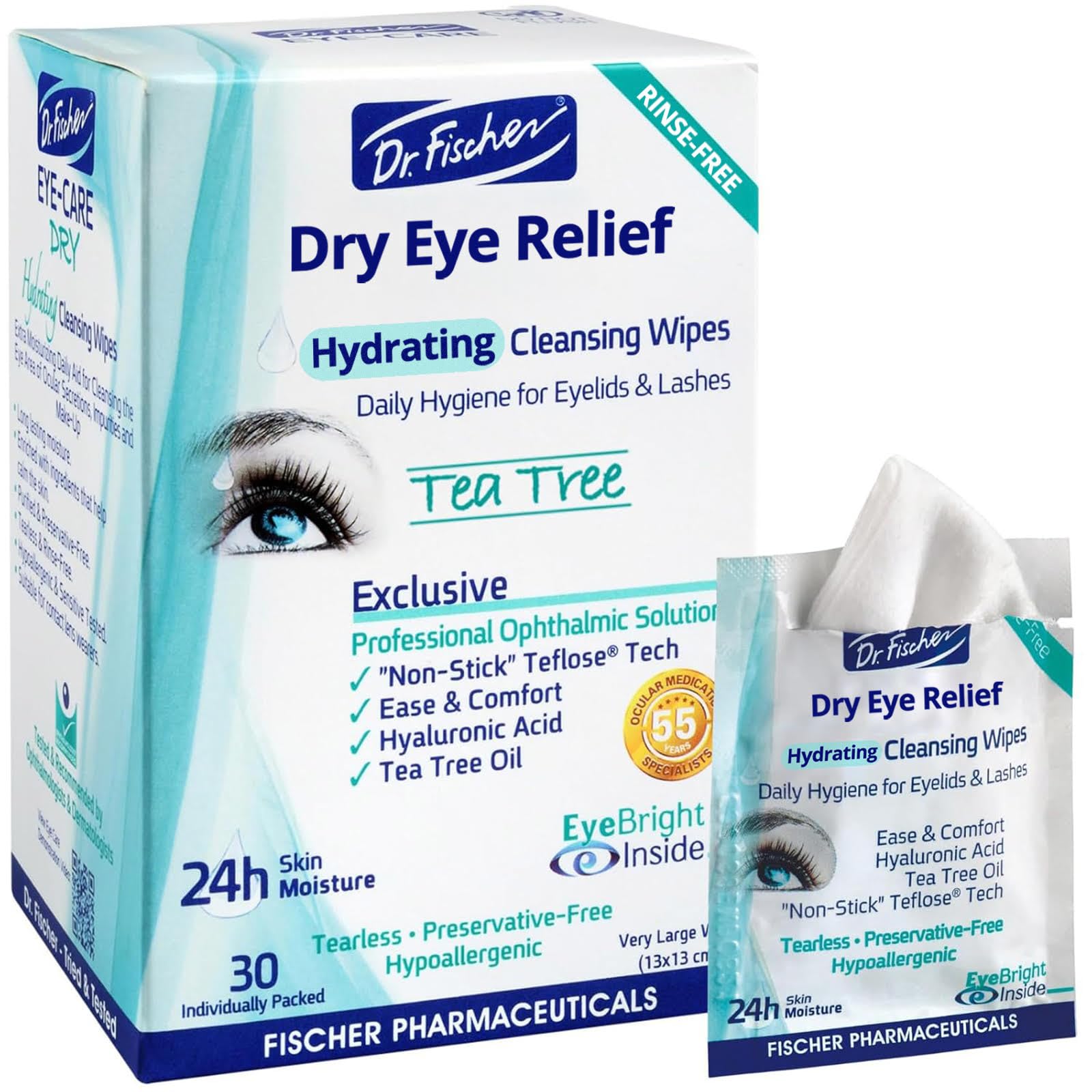 Dr. Fischer Lingettes paupières arbre-the: nettoyage doux et rafraîchissant des paupières