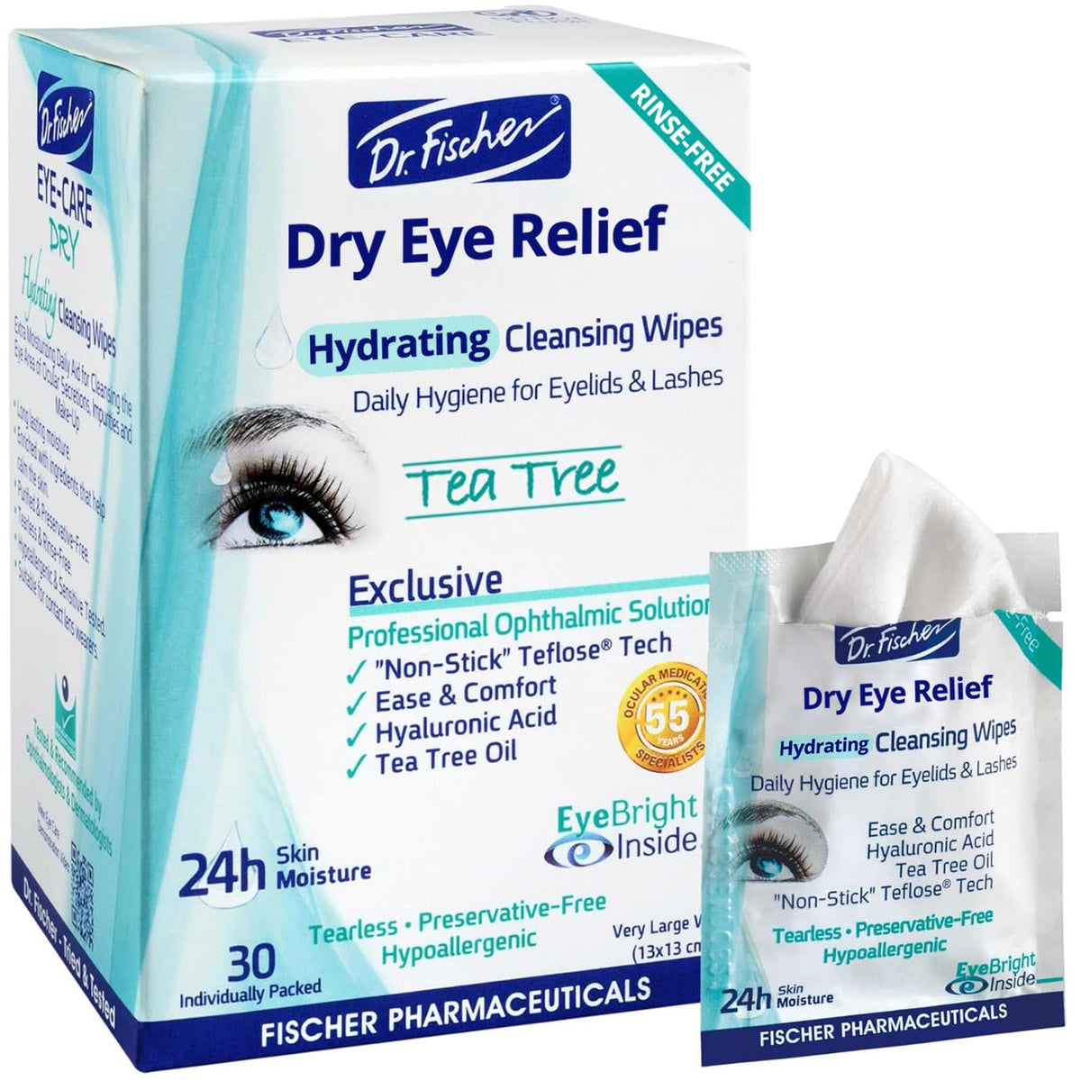 Dr. Fischer Lingettes paupières arbre-the: nettoyage doux et rafraîchissant des paupières