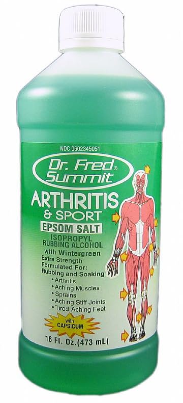 Dr. Fred Summit rubbing alcohol bottle for refreshing topical use after activity.