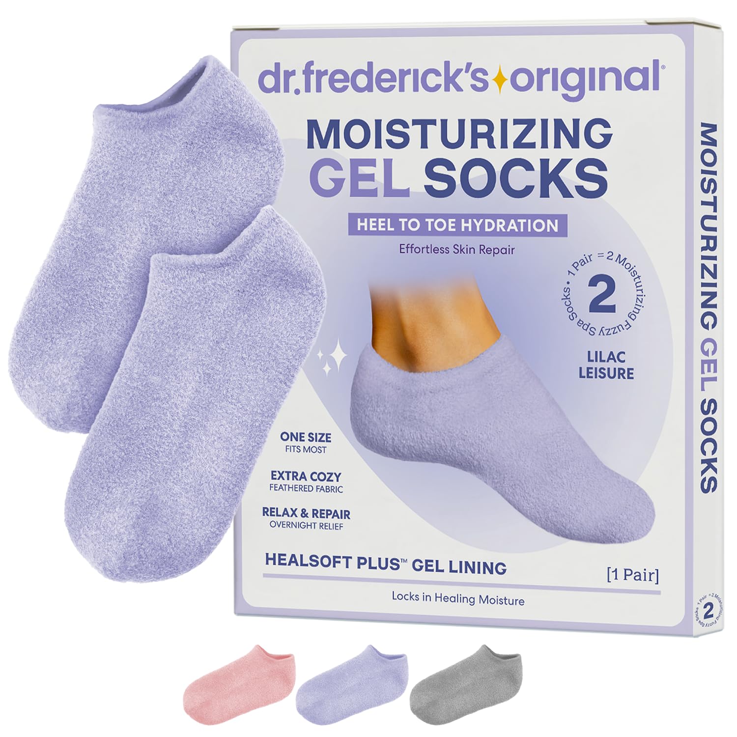 Dr. Frederick's Original chaussettes gel hydratantes pour pieds secs, douceur immédiate