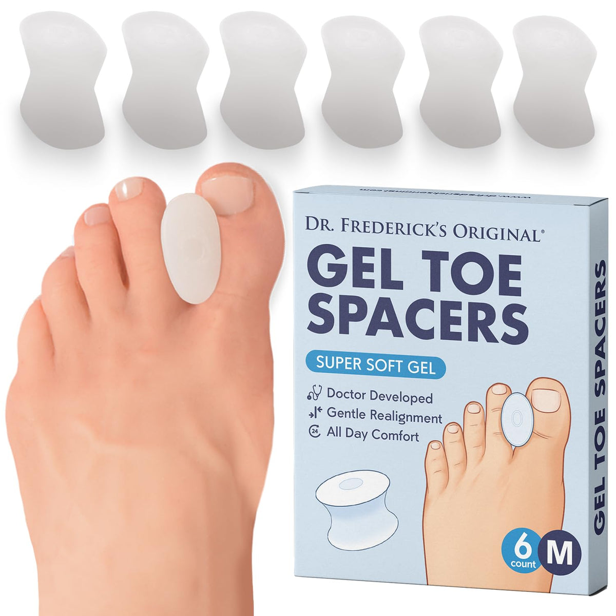 Séparateurs d’orteil en gel Dr. Frederick’s Original, ensemble de 6 paires, confort quotidien