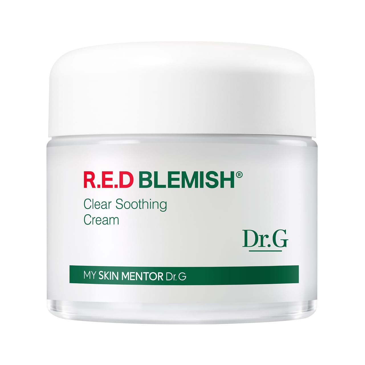 Dr.G R.E.D. Blemish Clear – flacon pompe, crème apaisante pour hydratation quotidienne.