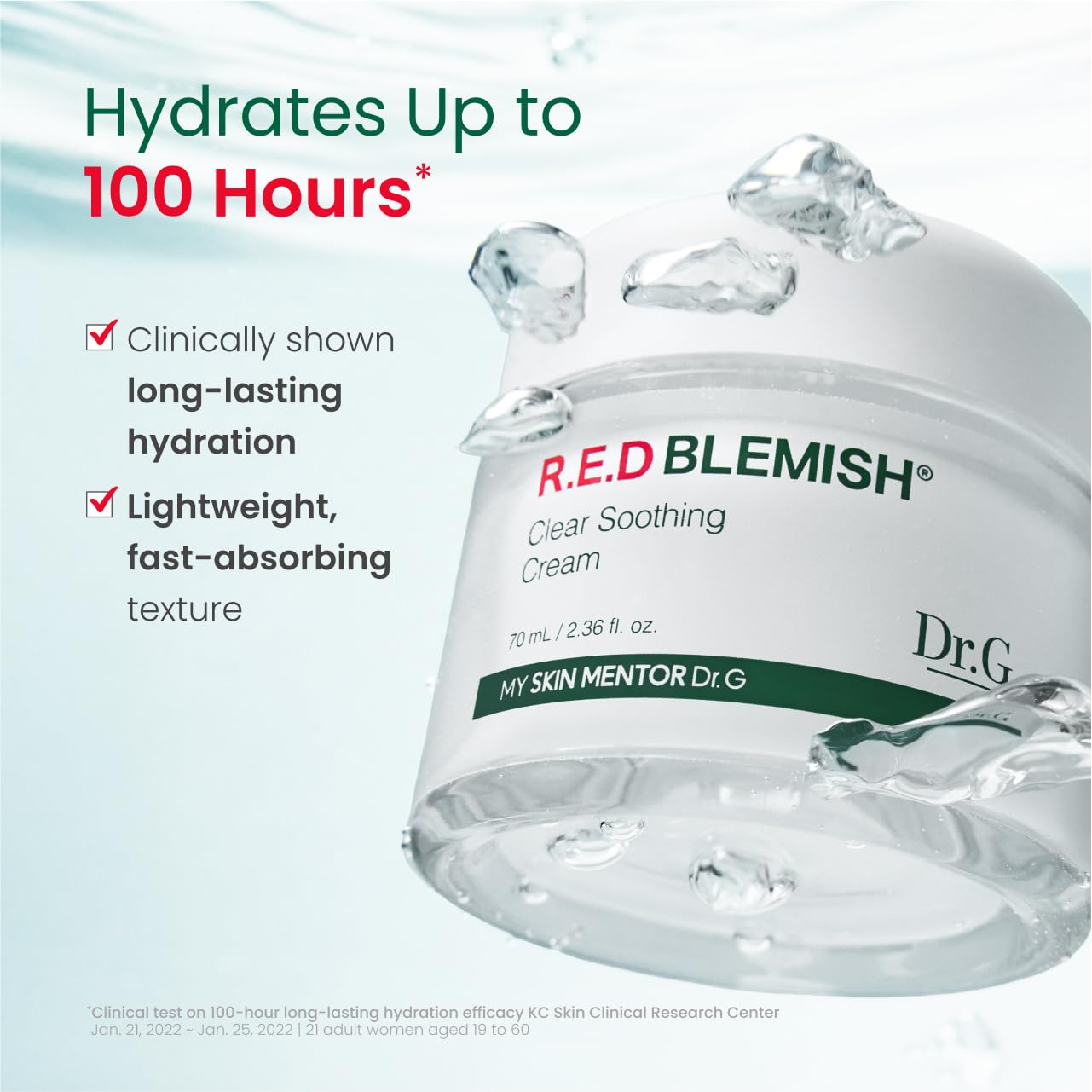 Dr.G R.E.D. Blemish Clear – Centella asiatica et extraits botaniques pour douceur.