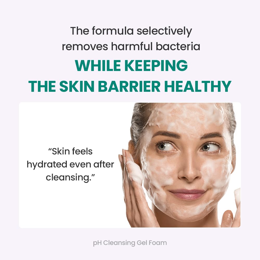Mousse légère du Dr.G sur le visage, hydratation douce après lavage.