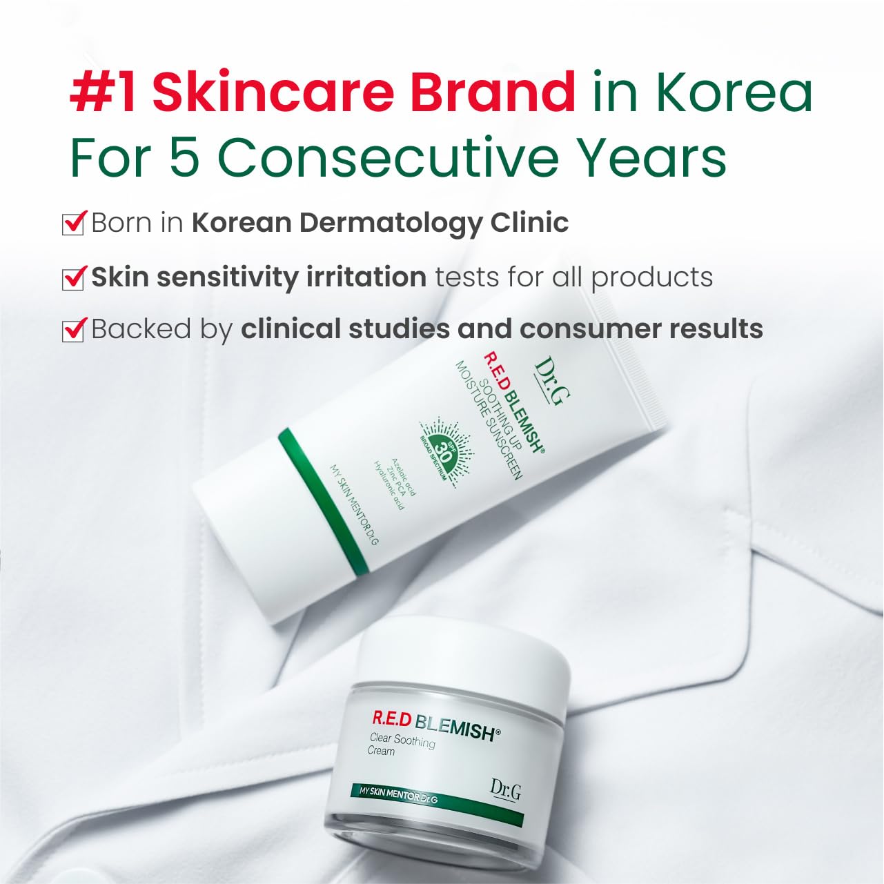 Dr.G R.E.D. Blemish Clear – packaging compact pratique pour la routine.