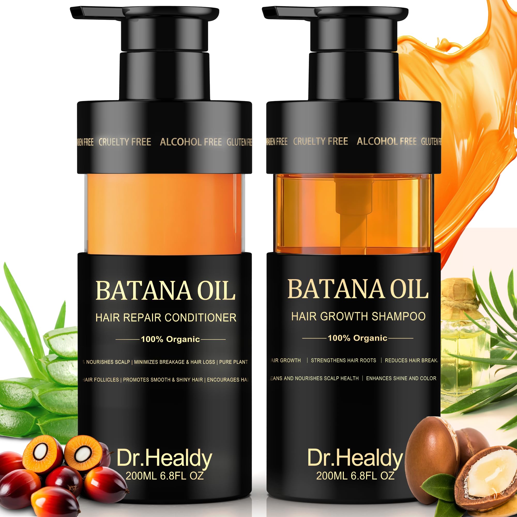 Dr. Healdy bouteille shampooing huile batana, soin fortifiant pour cheveux.