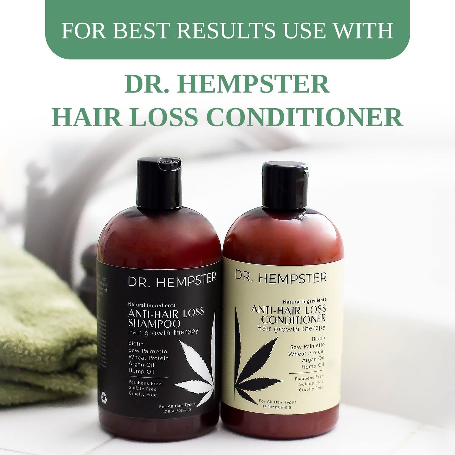 DR. HEMPSTER Biotine & Chanvre – huile d'argan nourrissante sur les longueurs.