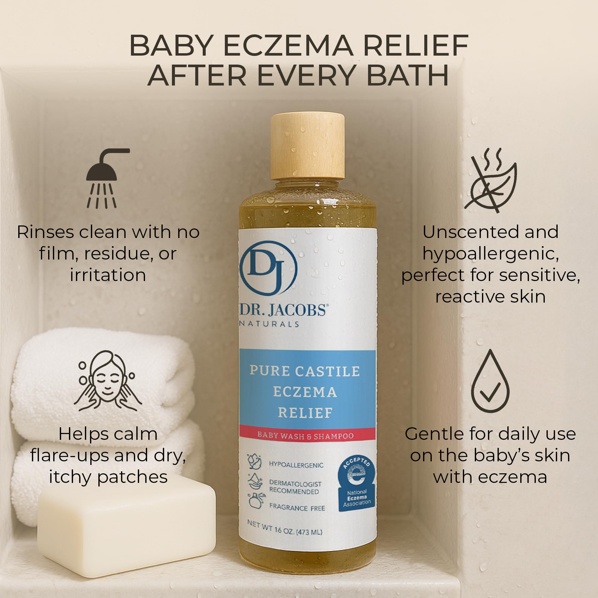 Certification NEA: Dr. Jacobs Naturals respecte les standards cutanés des bébés.