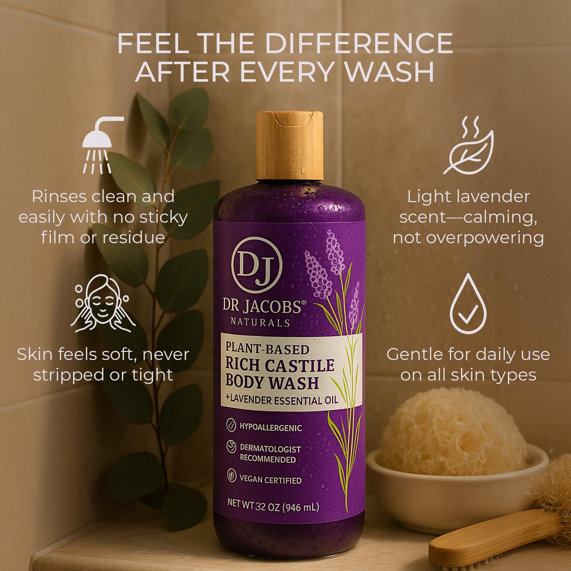 Huile de coco et olive dans DR.JACOBS NATURALS pour nettoyage léger.