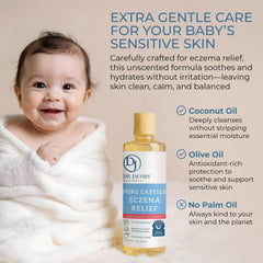 Ingrédients naturels olive et coco, formulation nourrissante pour bébé.