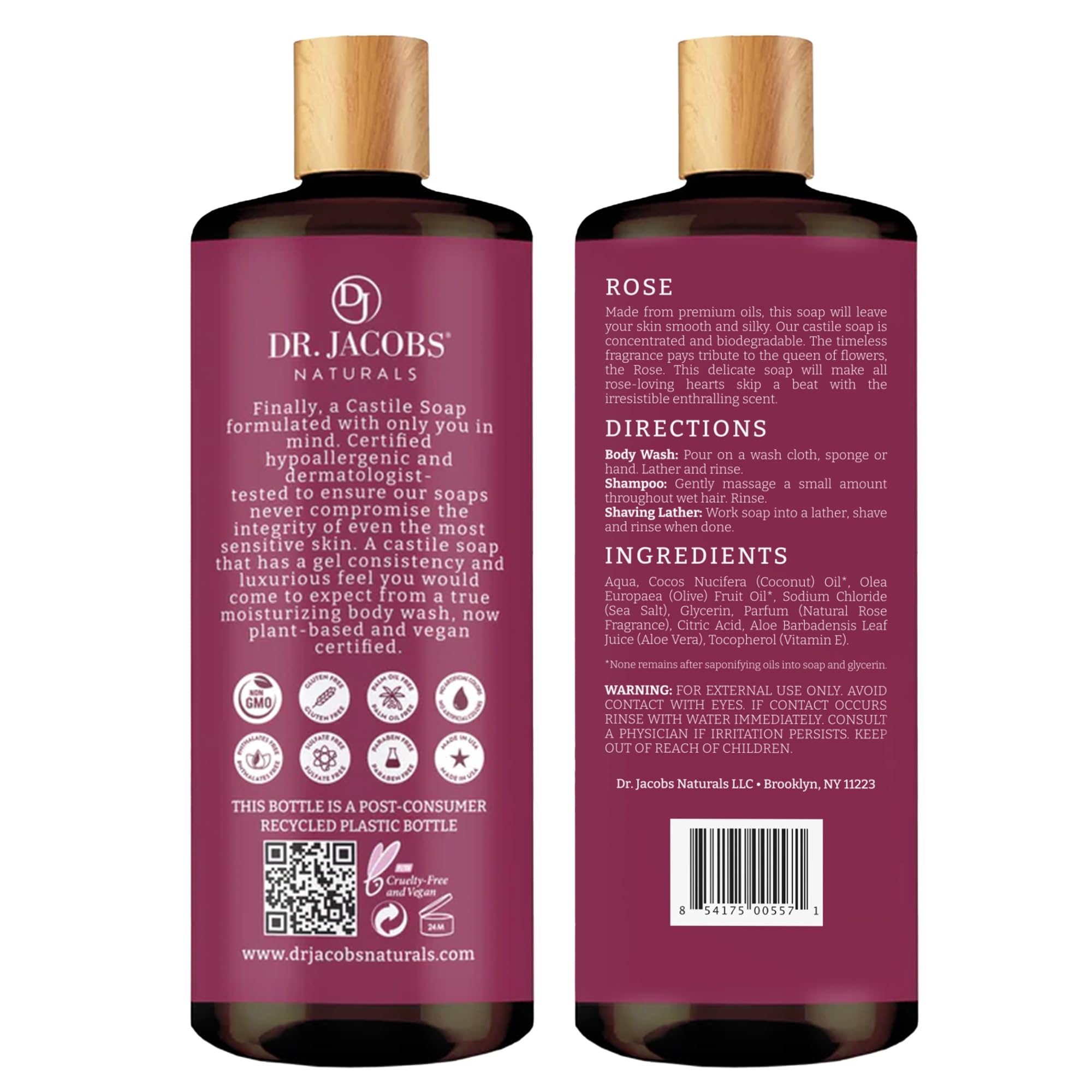 Dr. Jacobs Naturals Lait Castille Rose, versement libérant une mousse légère et agréable