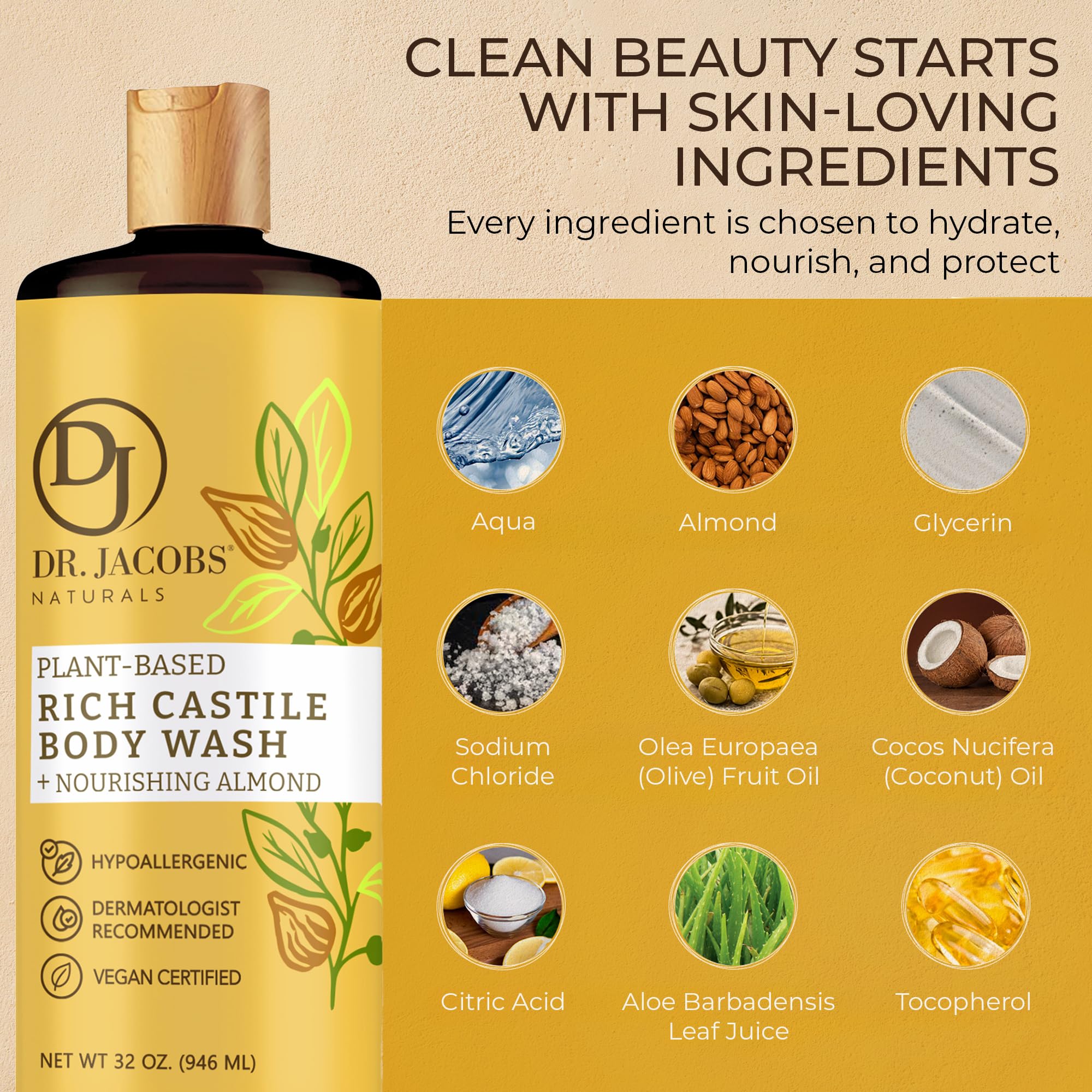 Parfum d’amande subtil qui éveille les sens pendant la douche.