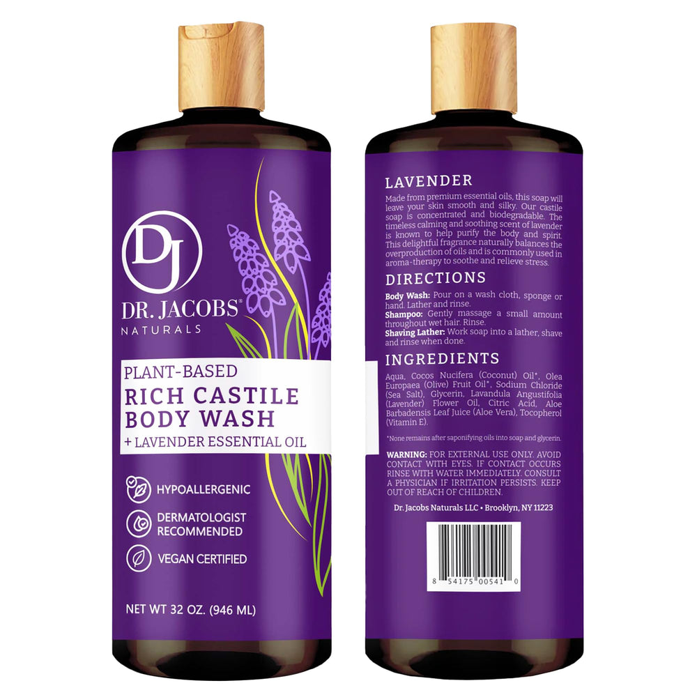 Mousse lavande DR.JACOBS NATURALS, peau douce et fraîche après la douche.
