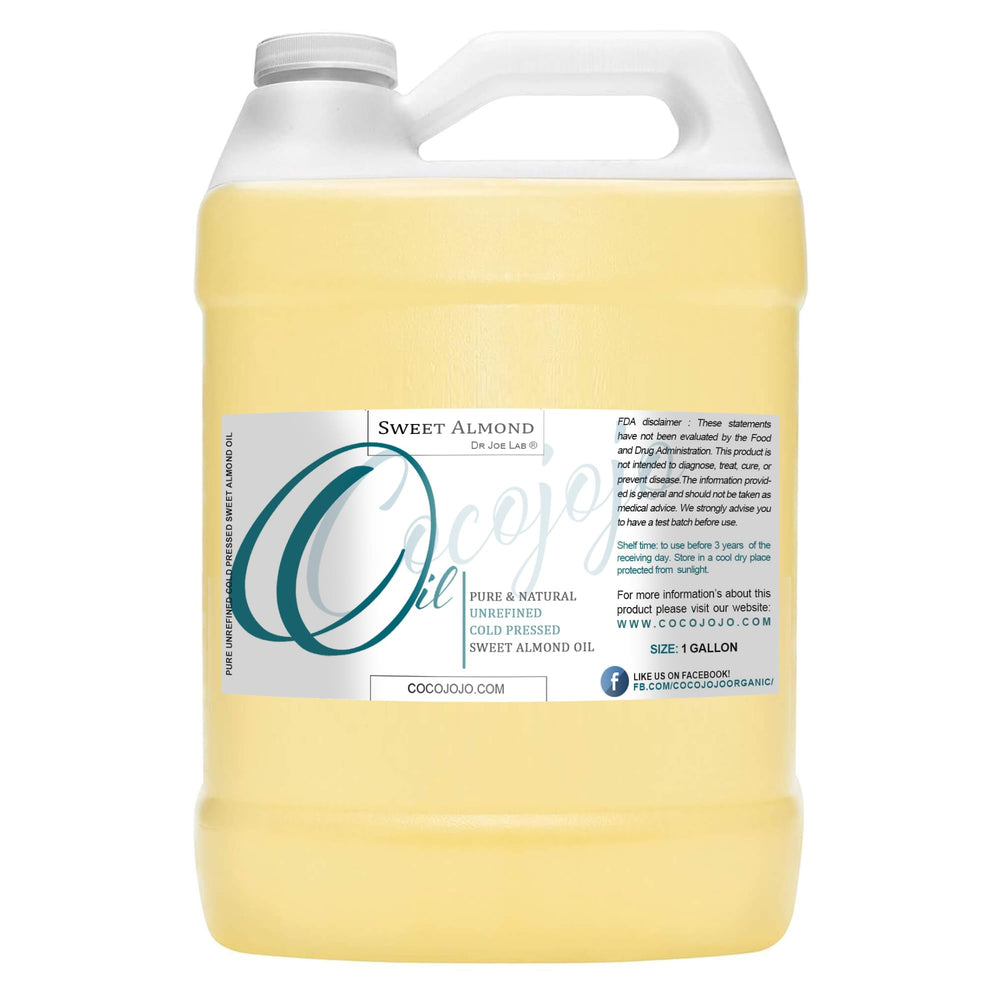 Dr Joe Lab huile d'amande douce – bouteille 1 gallon, hydratation durable pour peau et cheveux