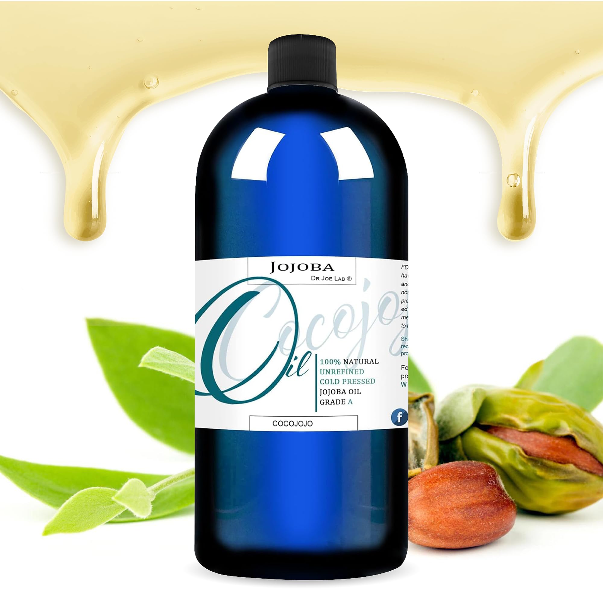 Dr Joe Lab huile jojoba – bouteille presse froide, hydratation légère et durable.