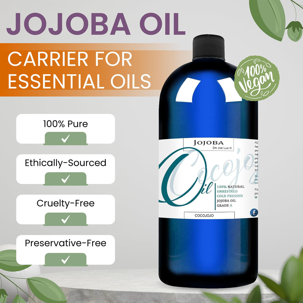 Dr Joe Lab huile jojoba – texture soyeuse, absorption rapide pour cheveux et peau.