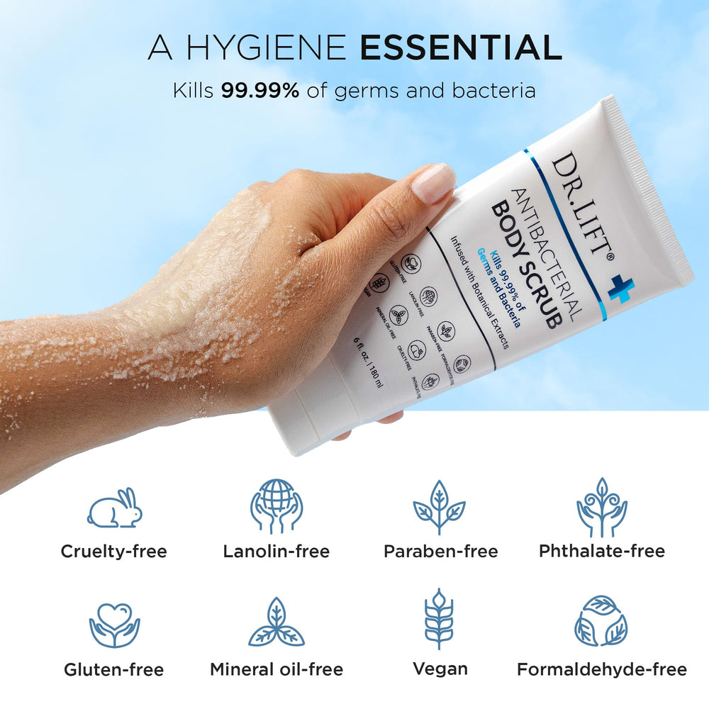 Dr. Lift gommage corps antibacterien, texture polie pour peau lisse