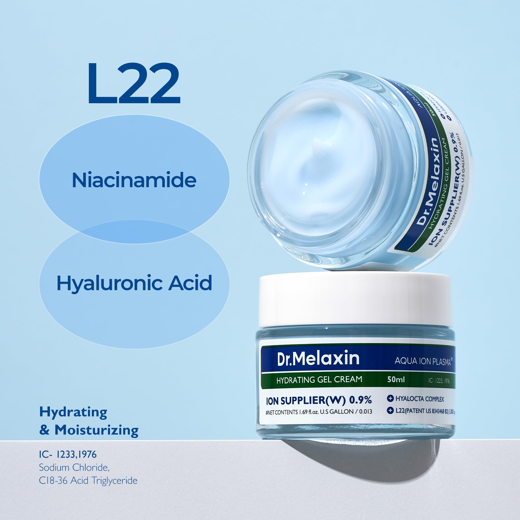 Dr.Melaxin Aqua Ion Plasma Hyaluronique 8-types - pénètre profondément pour une hydratation complète.