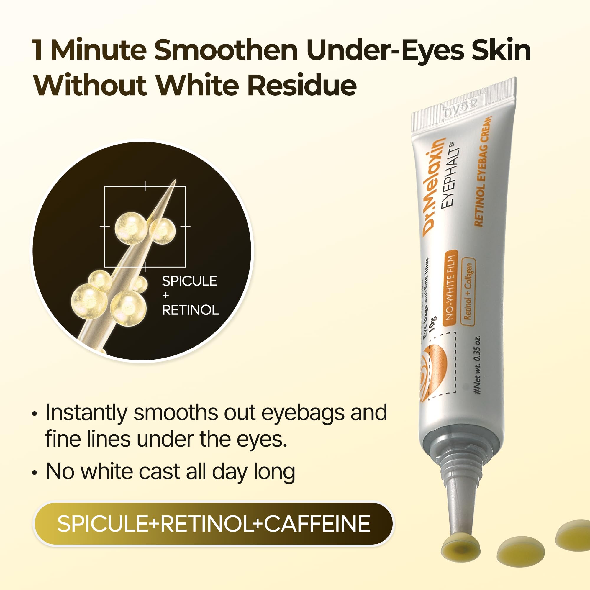 Dr.Melaxin Contour Yeux – Texture satinée prête pour le maquillage.