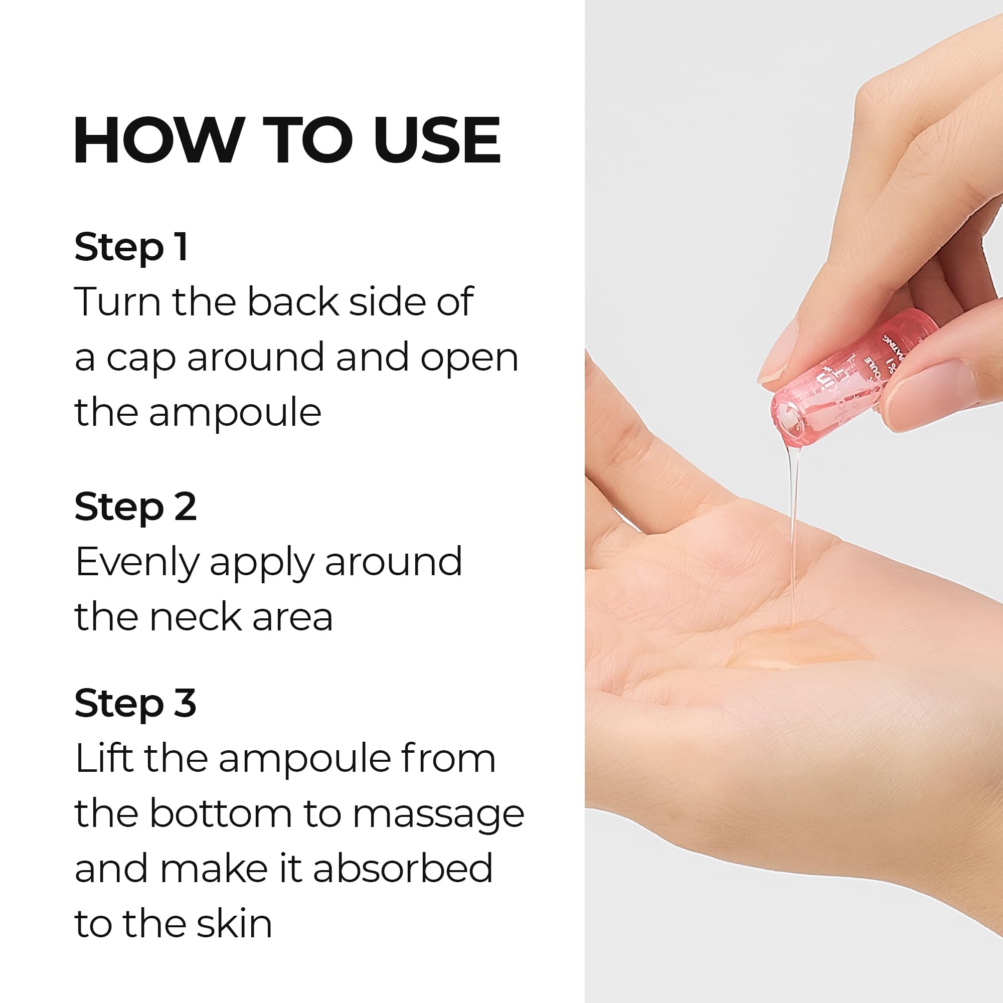 Dr.Melaxin Necksphalt contour-cou : peau visiblement tendue après application.
