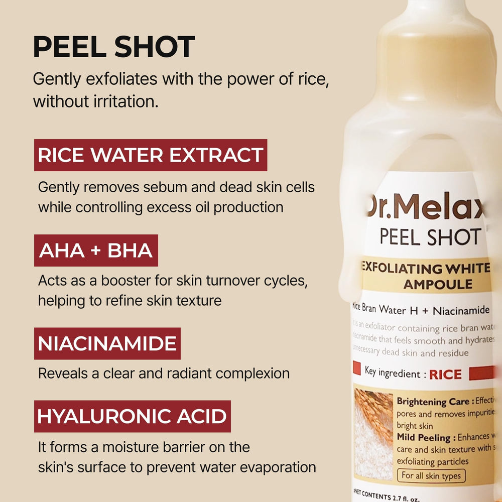 Pores affinés grâce à l’action de Dr.Melaxin Peel Shot Glow.