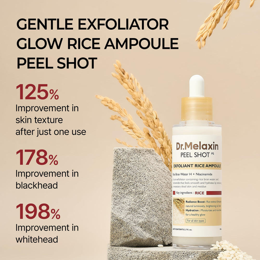 Texture exfoliante de Dr.Melaxin Peel Shot Glow pour peau plus lisse.