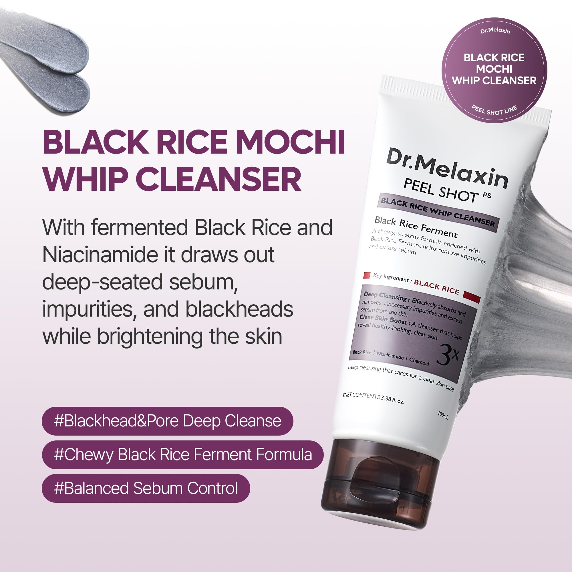 Dr.Melaxin Peel Shot: mousse exfoliante riz noir purifiant les pores