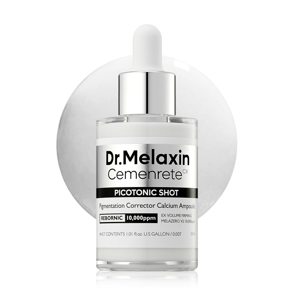 Dr.Melaxin Sérum Calcium Shot : bouteille élégante pour un usage quotidien et un teint plus clair.