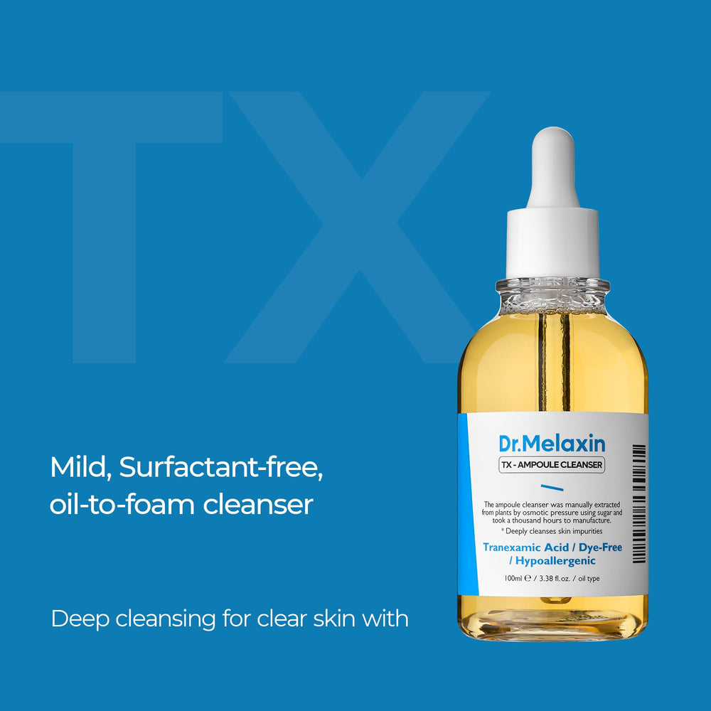 Dr.Melaxin TX Ampoule Cleanser – double-action huile puis mousse pour une sensation fraîche