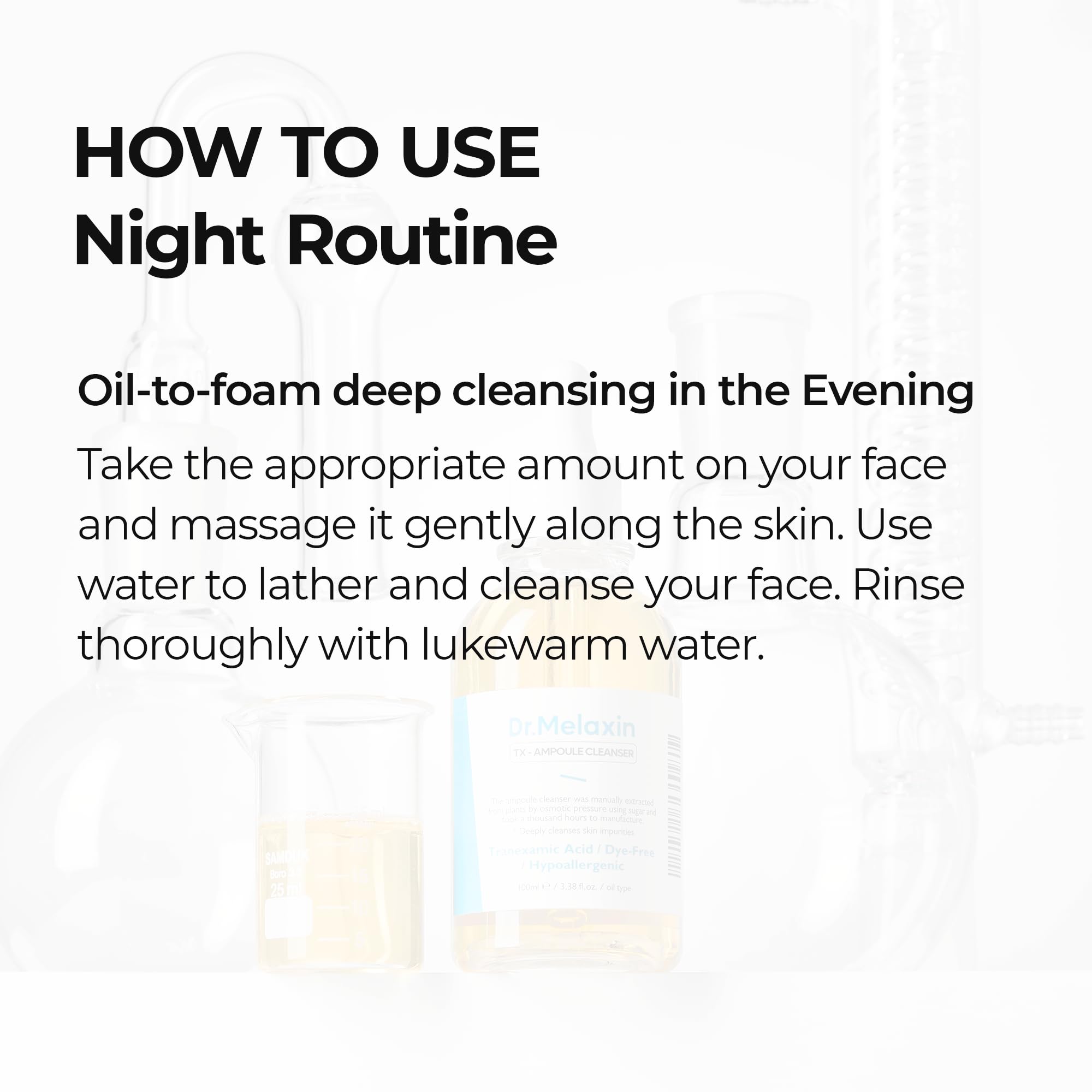Dr.Melaxin TX Ampoule Cleanser – surfactants végétaux doux adaptés à l’usage quotidien