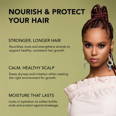 Dr. Miracle's Gro Oil appliquée sur cuir chevelu pour nourrir et faire briller.