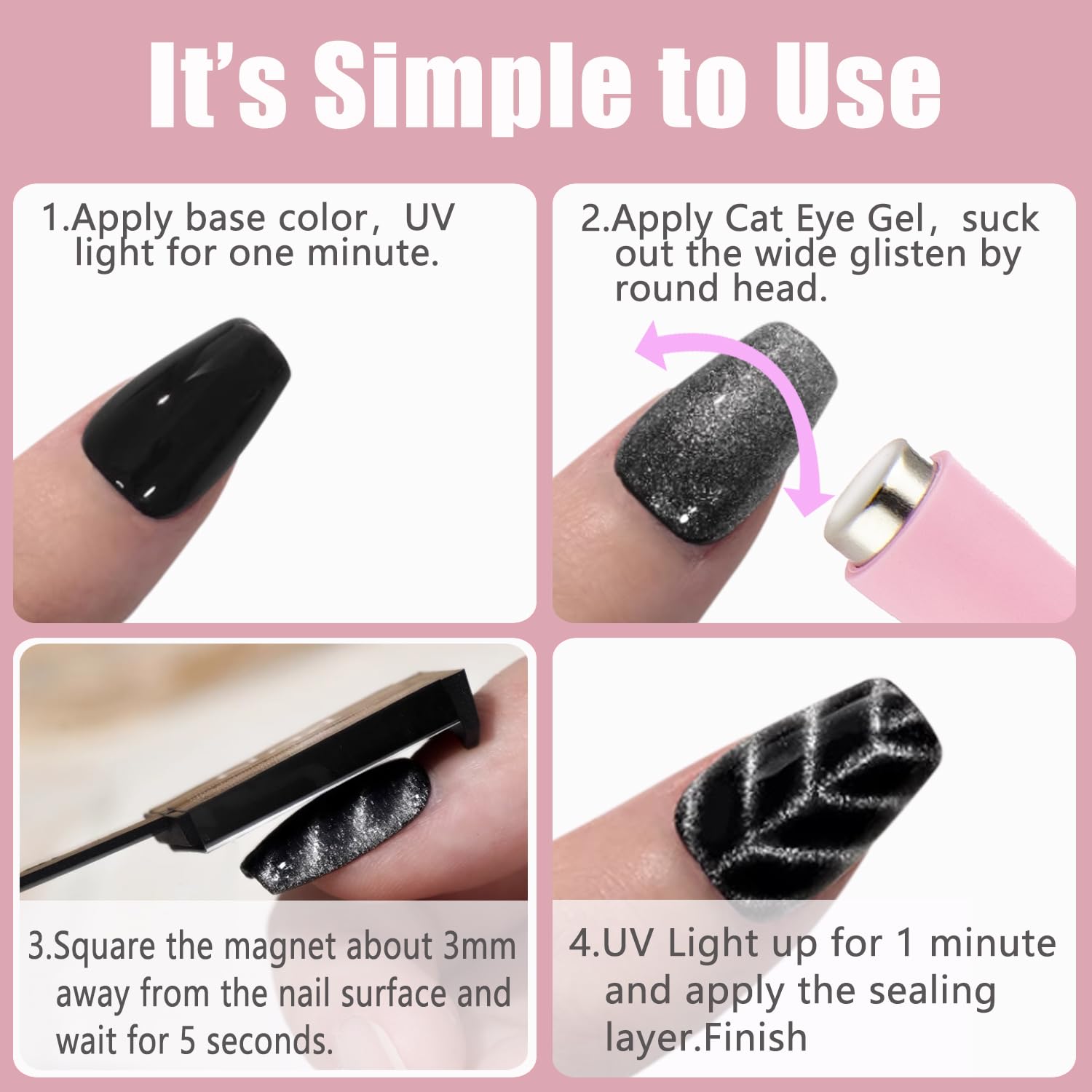 Dr.nail kit Cat Eye: 9 plaques pour créer motifs rapides et variés.