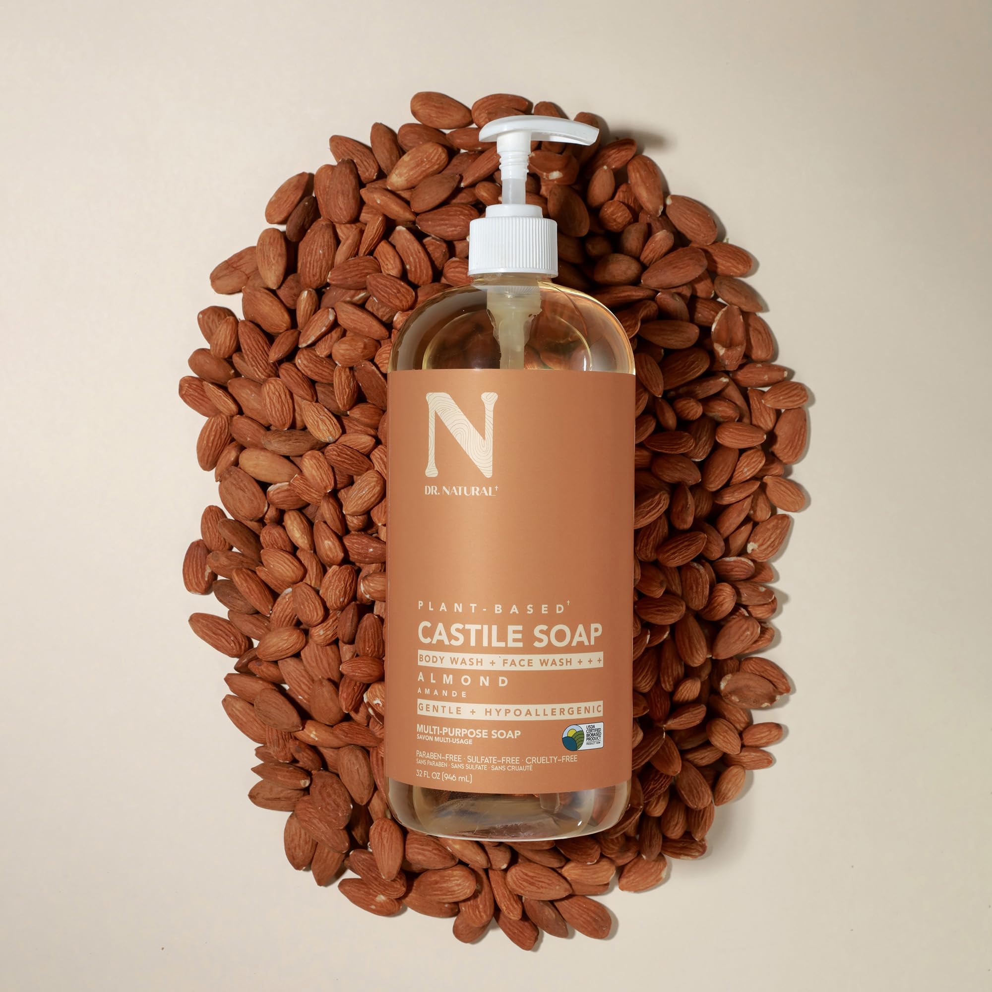 Dr. Natural Savon Castile Liquide pour bebe, nettoie en douceur sans irritation.
