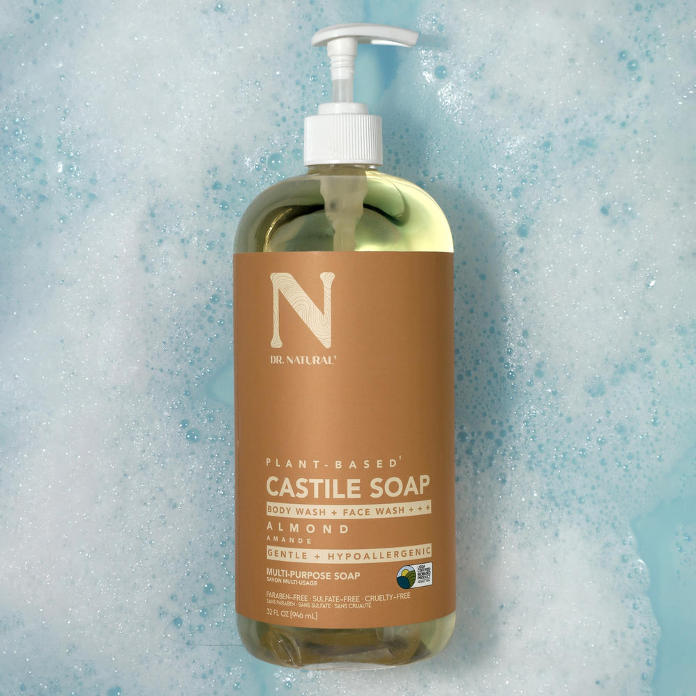 Dr. Natural Savon Castile Liquide, soin du pelage des animaux domestiques et douceur.