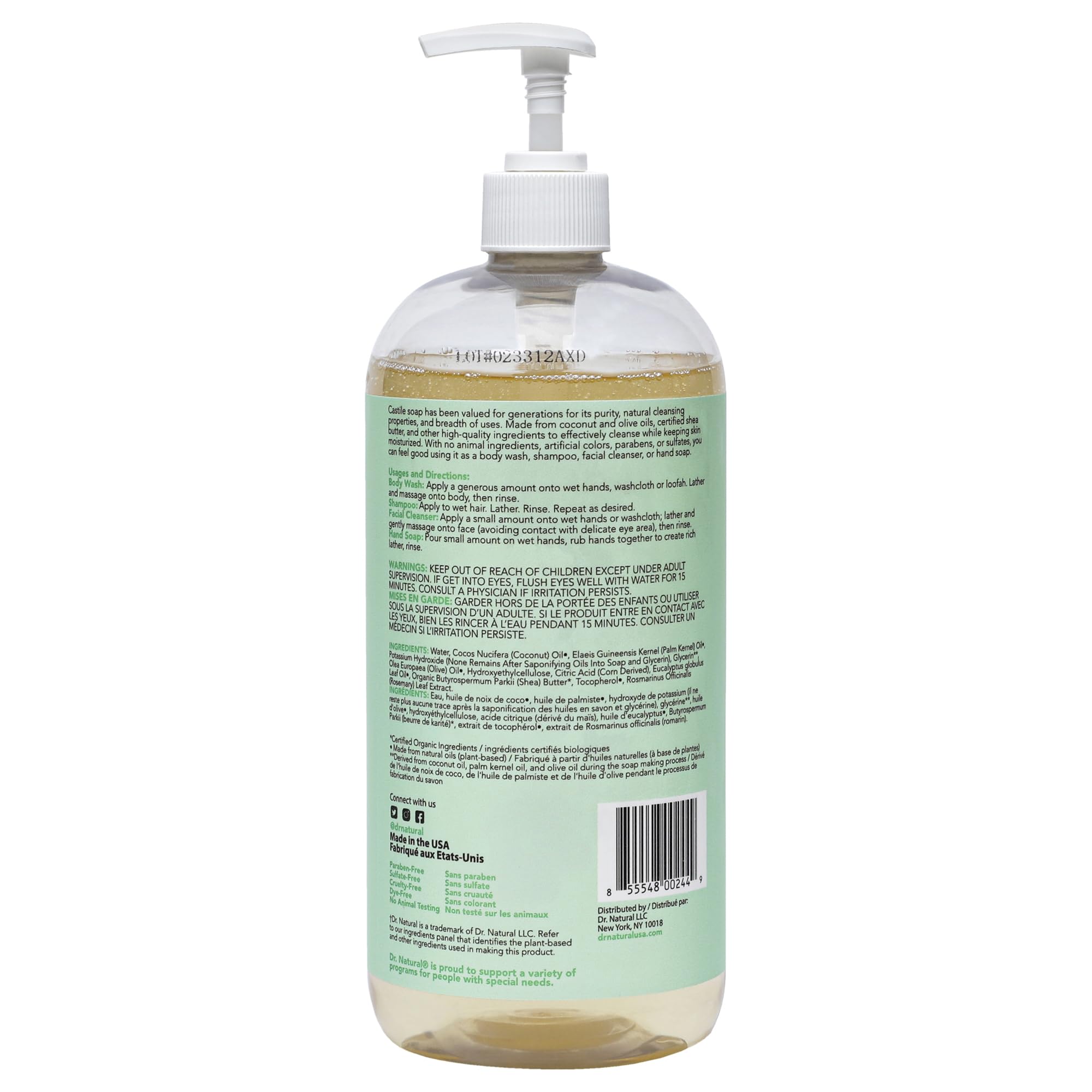 Dr Natural Savon Castille – hydratation naturelle glycérine végétale