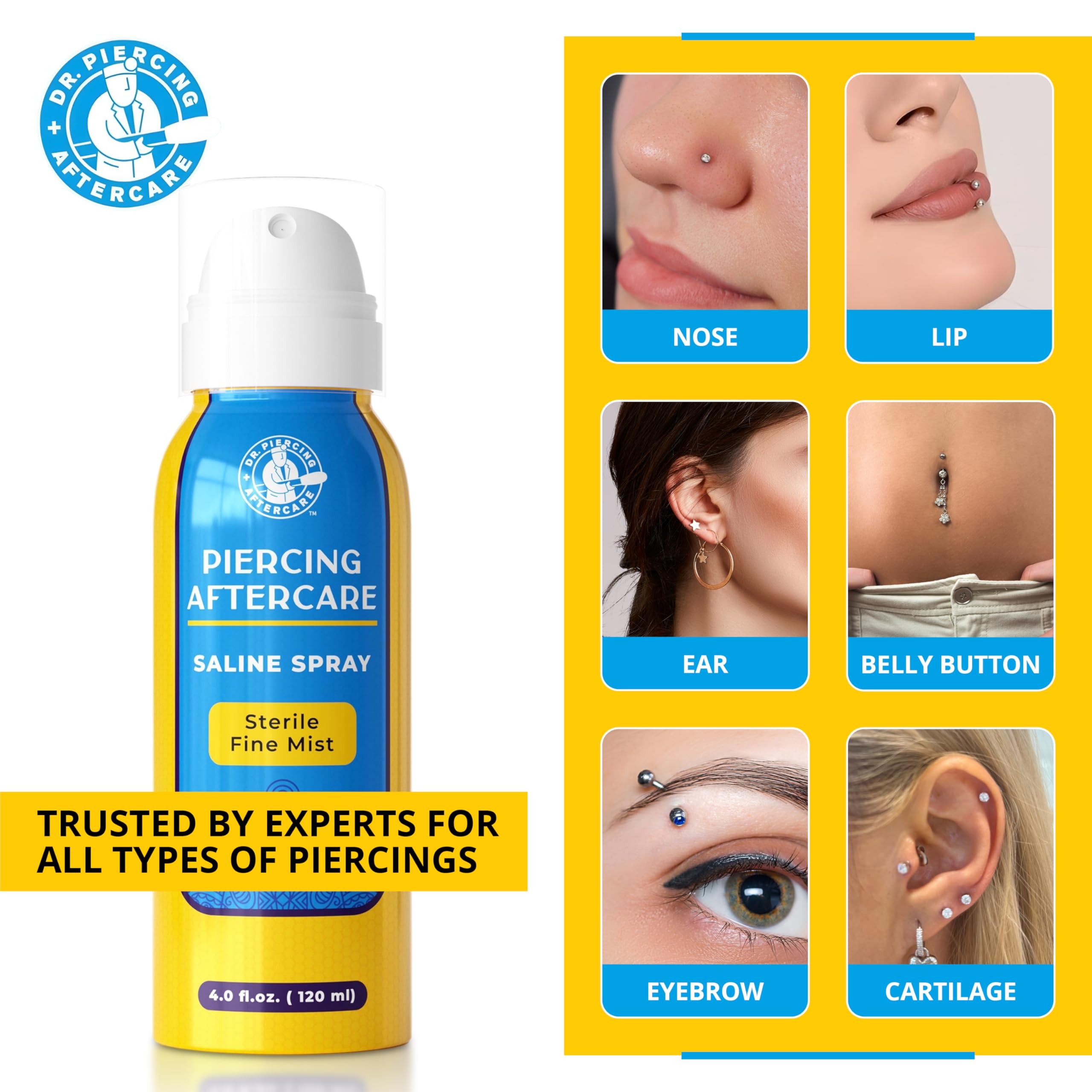 Dr. Piercing Aftercare convient à tous les piercings.