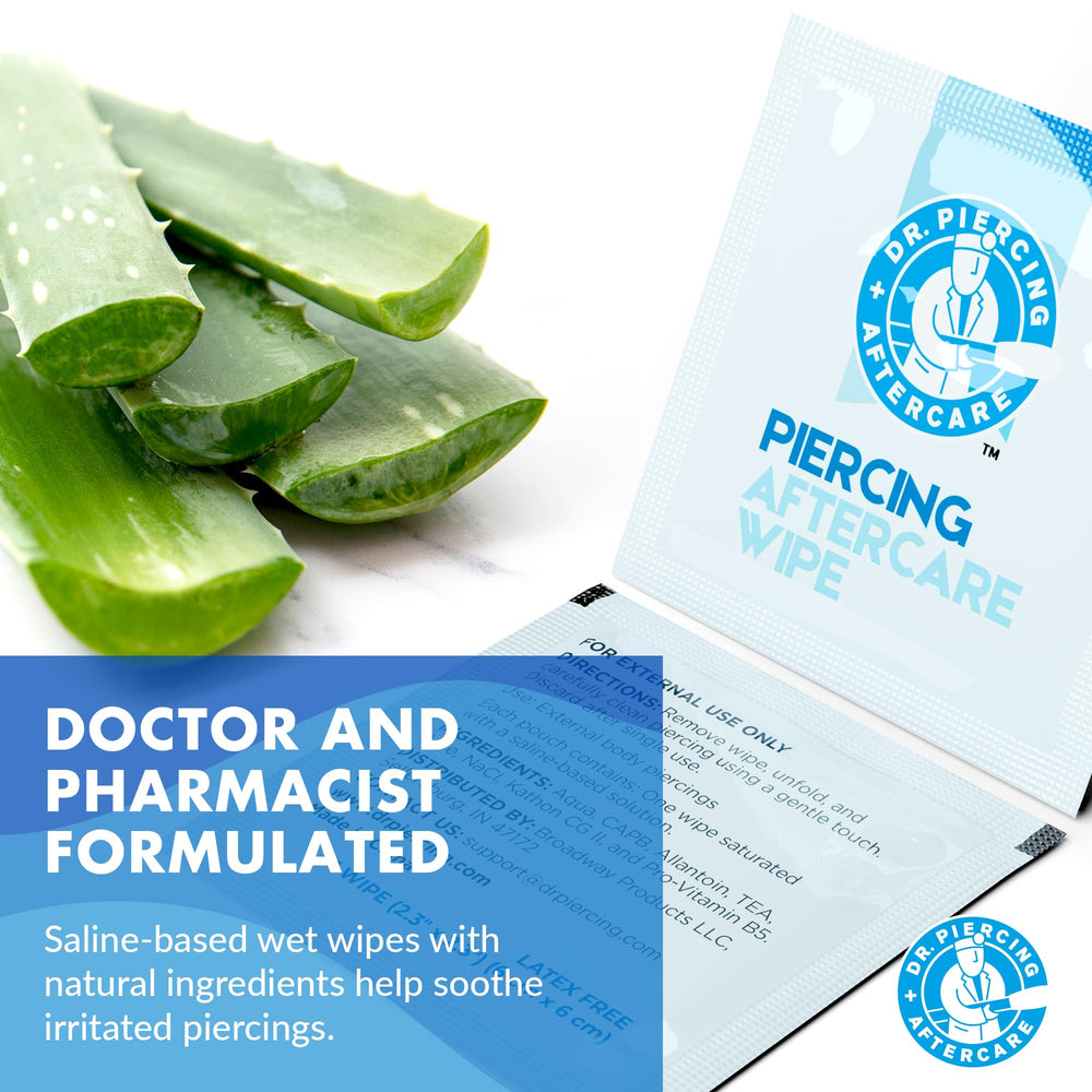 DR. PIERCING AFTERCARE lingettes solution saline compatible piercings sensibles.