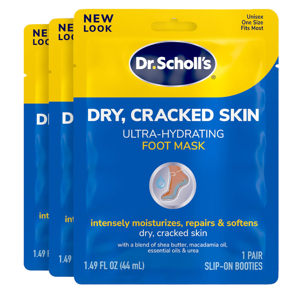 Masque-pieds hydratant Dr Scholl's dans son emballage prêt à l'emploi.