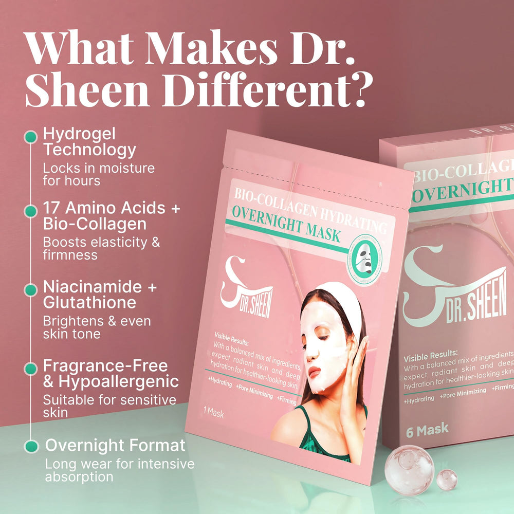 Dr. Sheen Masque Bio Collagène, soin nocturne potentiel pour élasticité.