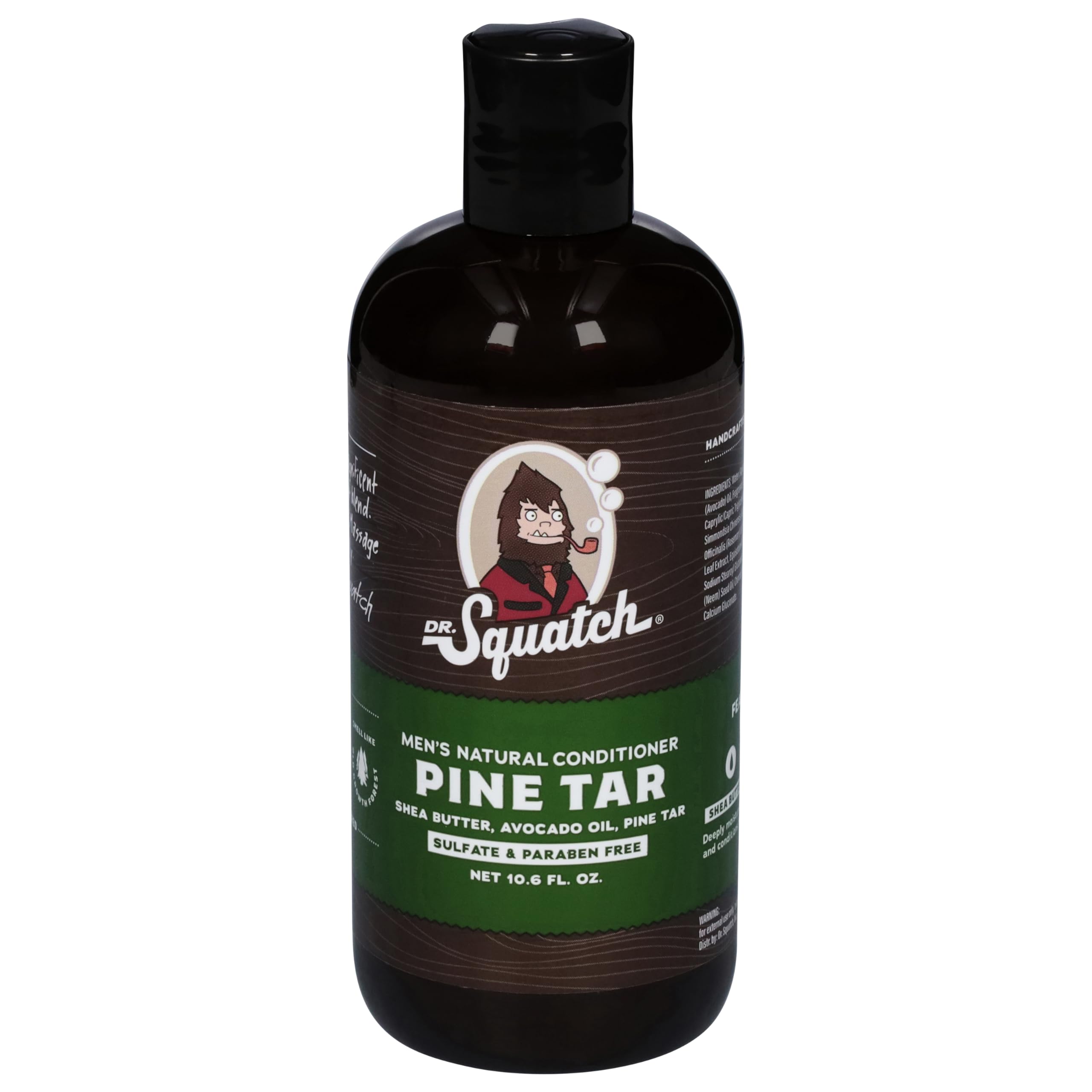 Dr. Squatch après-shampooing goudron-pin, soin capillaire avec parfum frais.