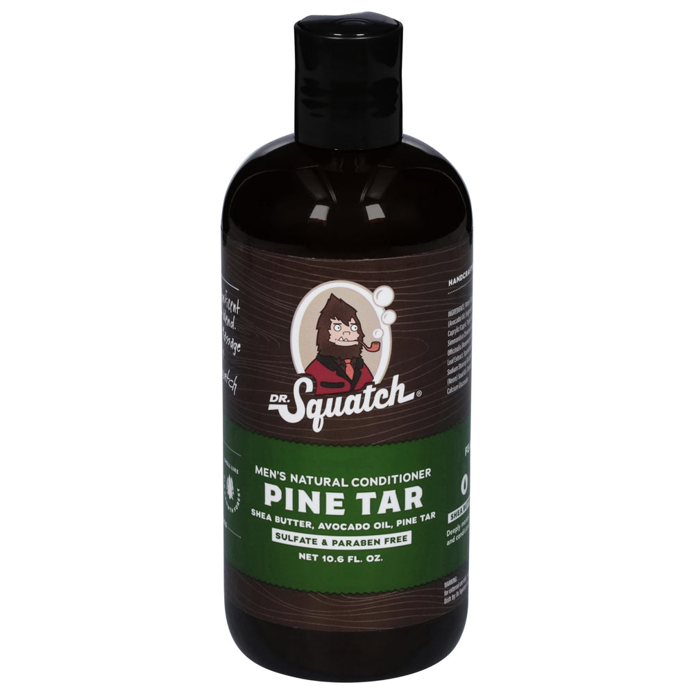 Dr. Squatch après-shampooing goudron-pin, soin capillaire avec parfum frais.
