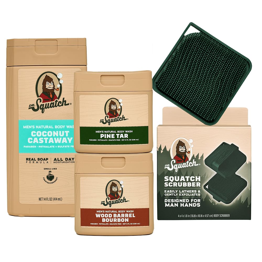 Dr. Squatch Coconut Castaway, bouteille lumineuse et parfum frais, hydratant après la douche.