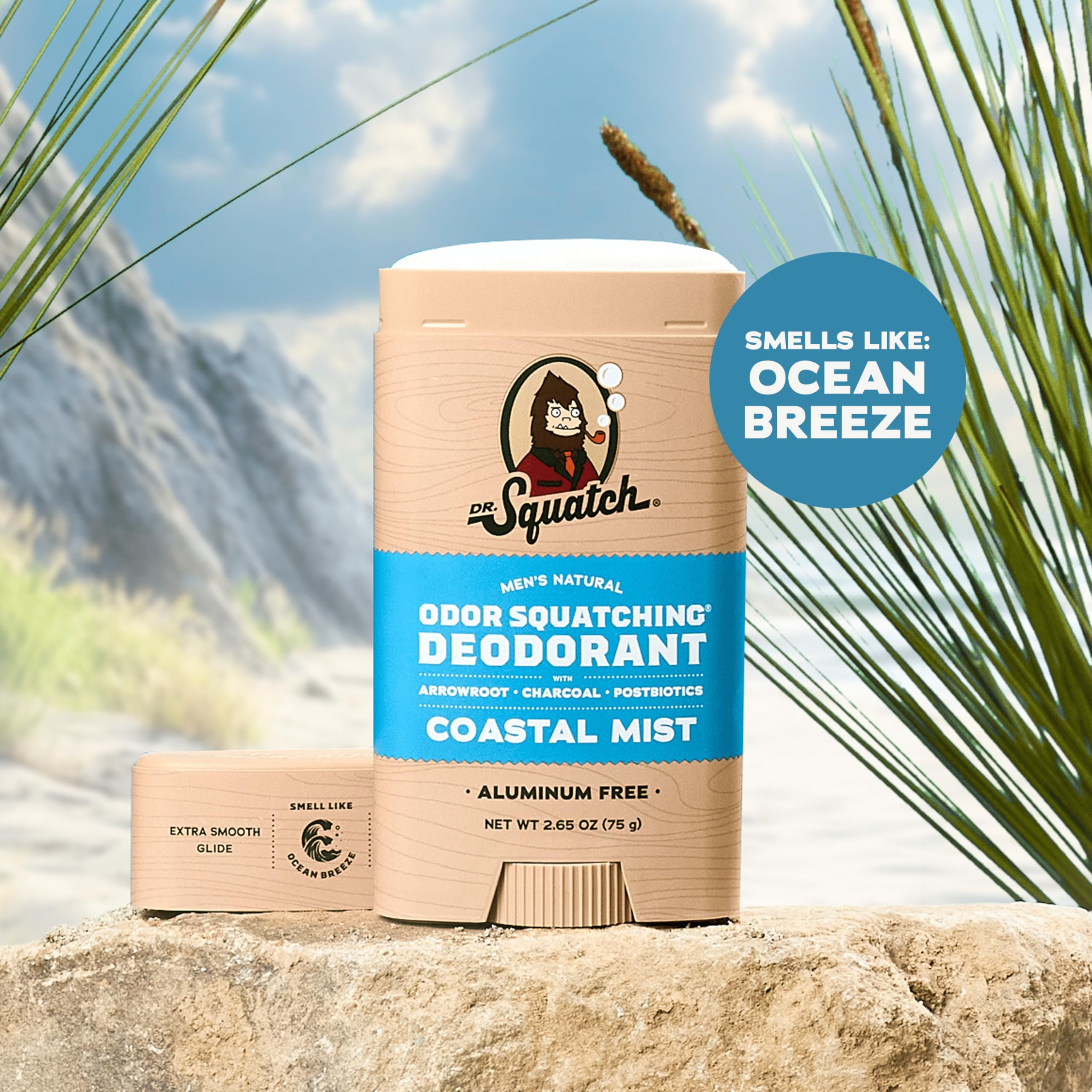 Déodorant Dr. Squatch avec charbon et postbiotiques pour fraîcheur durable