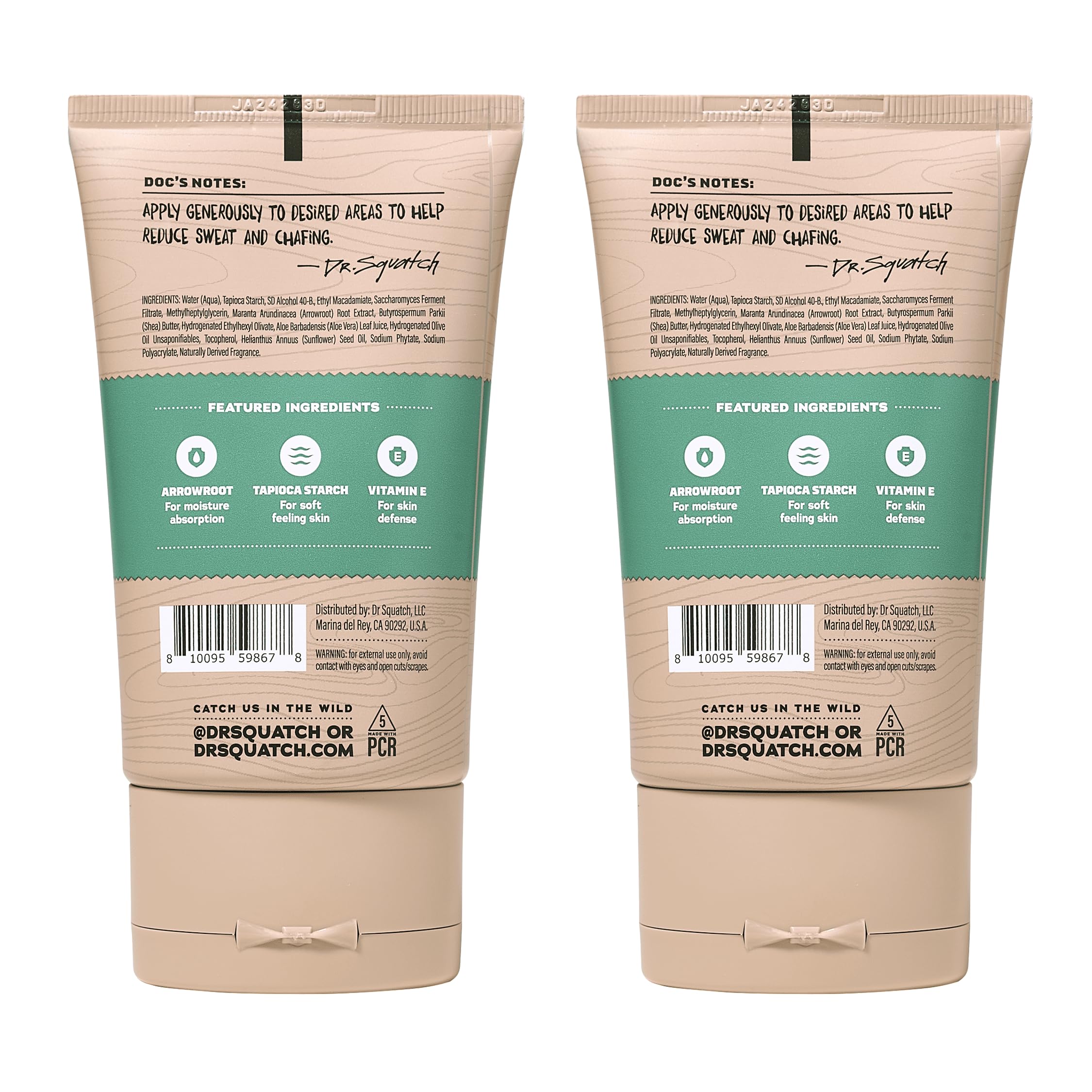 Dr. Squatch déodorant corporel homme testé dermatologiquement pour tous types de peau