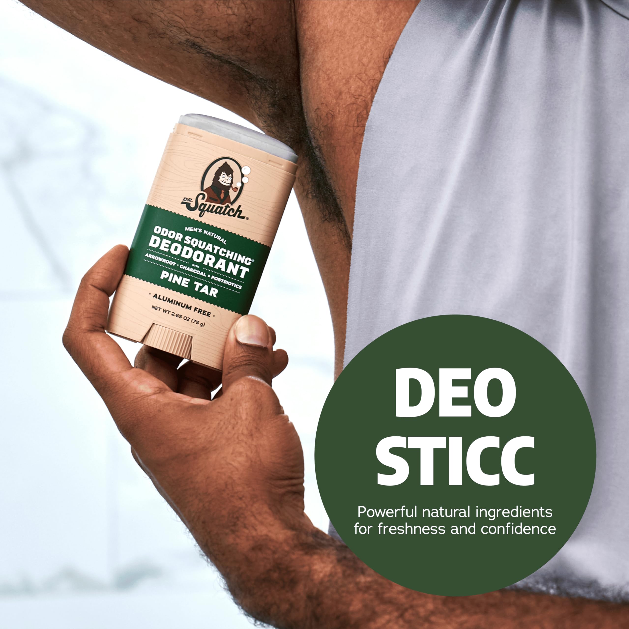 Parfum naturel Pin-Goudron dans le déodorant Dr. Squatch pour homme.