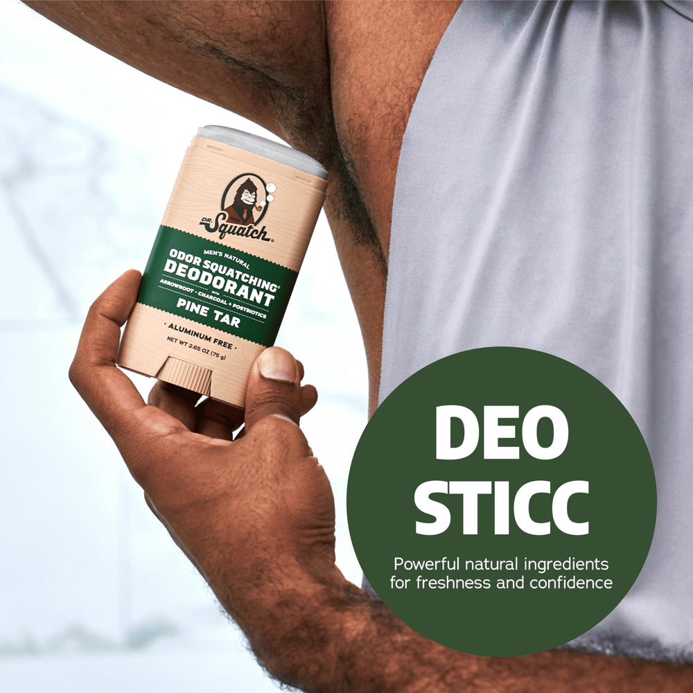 Parfum naturel Pin-Goudron dans le déodorant Dr. Squatch pour homme.
