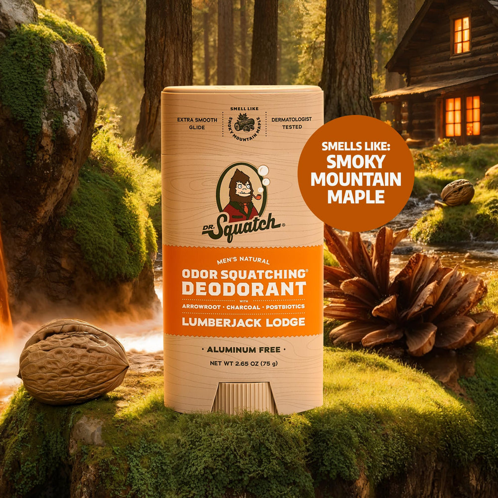 Dr. Squatch Déodorant Homme Refuge Bucheron, texture douce et protection durable.